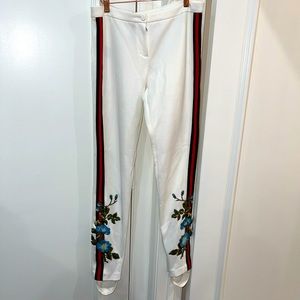 GUCCI WHITE PANTS LEGGINGS/JEGGINGS FLORAL SIZE MEDIUM STRIPED NWT